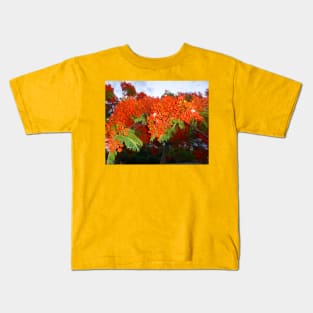 Tropical Elegance: Poinciana Tree Photo Artwork Kids T-Shirt